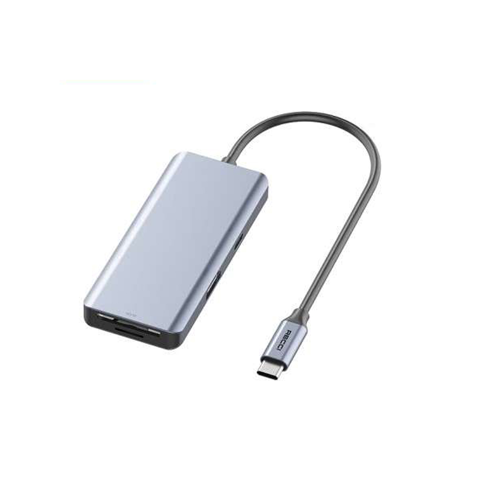 ريتشي RH07 HUB 7 في 1 مع شحن PD بقوة 100 واط، وHDMI 4K UHD، وبطاقة SD وبطاقة SD يو اس بي 3.0