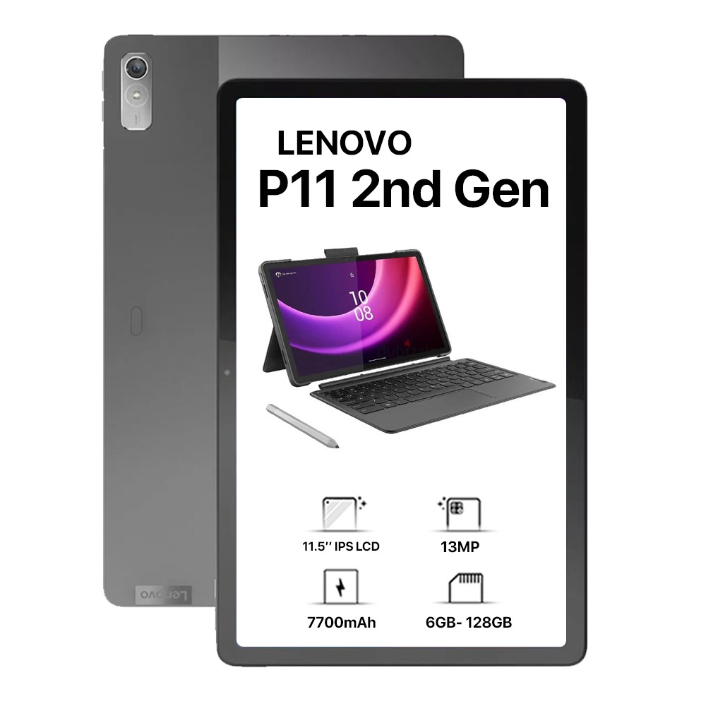 لينوفو تاب P11 (الجيل الثاني) 128 جيجا، 6 جيجا رام، 11.5 بوصة 2K 120 هرتز، 4G LTE مع لوحة مفاتيح وقلم دقيق 2