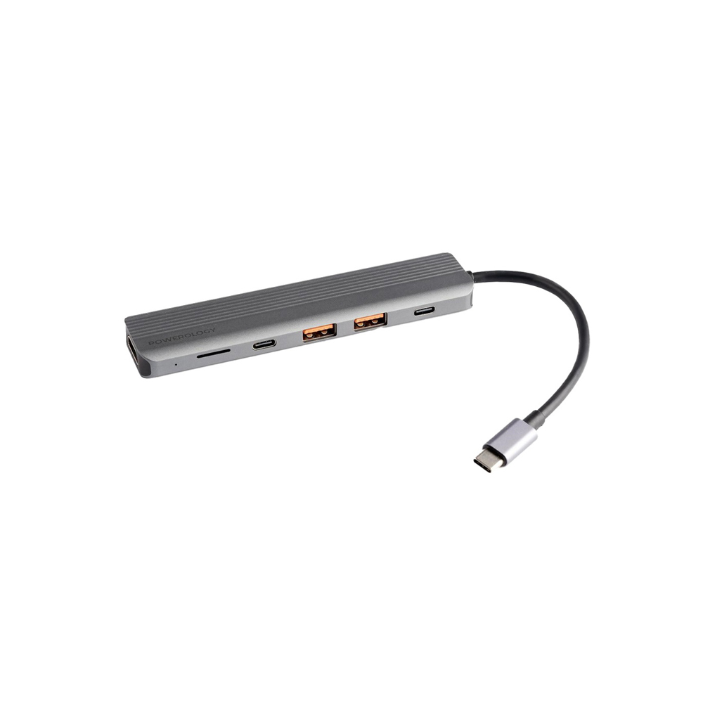باور لوجي 6 في 1 سليم 4K HDMI USB-C Hub 100W
