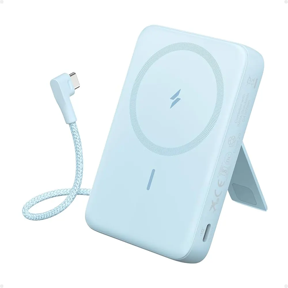 Anker Zolo Magnetic Power Bank 10,000 mAh Wireless Battery Pack with Built-in USB-C Cable 30W