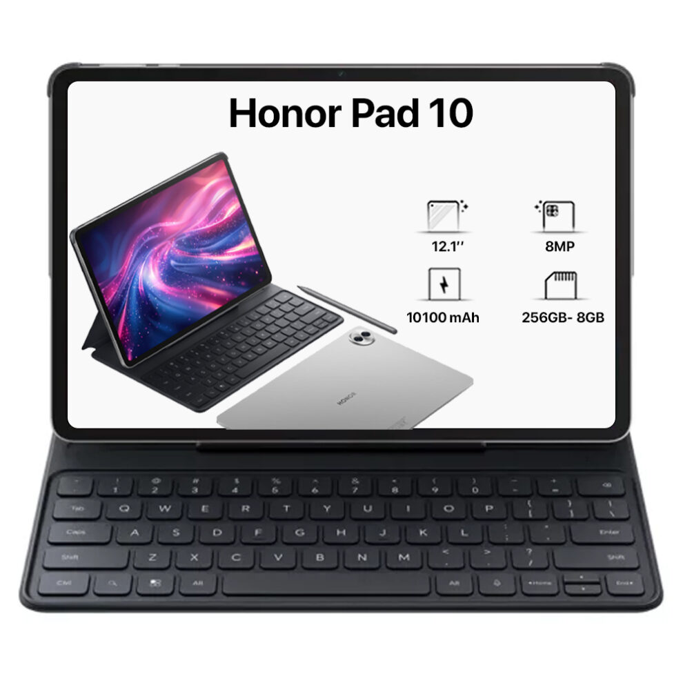 Keyboard Case For Honor Pad 10 HEY3-W00 12.1-inch 2025 Tablet, Wireless Bluetooth Keyboard, Soft Silicone Edge Protective Case With Stand, 2025 New Model (Purple,TouchPad